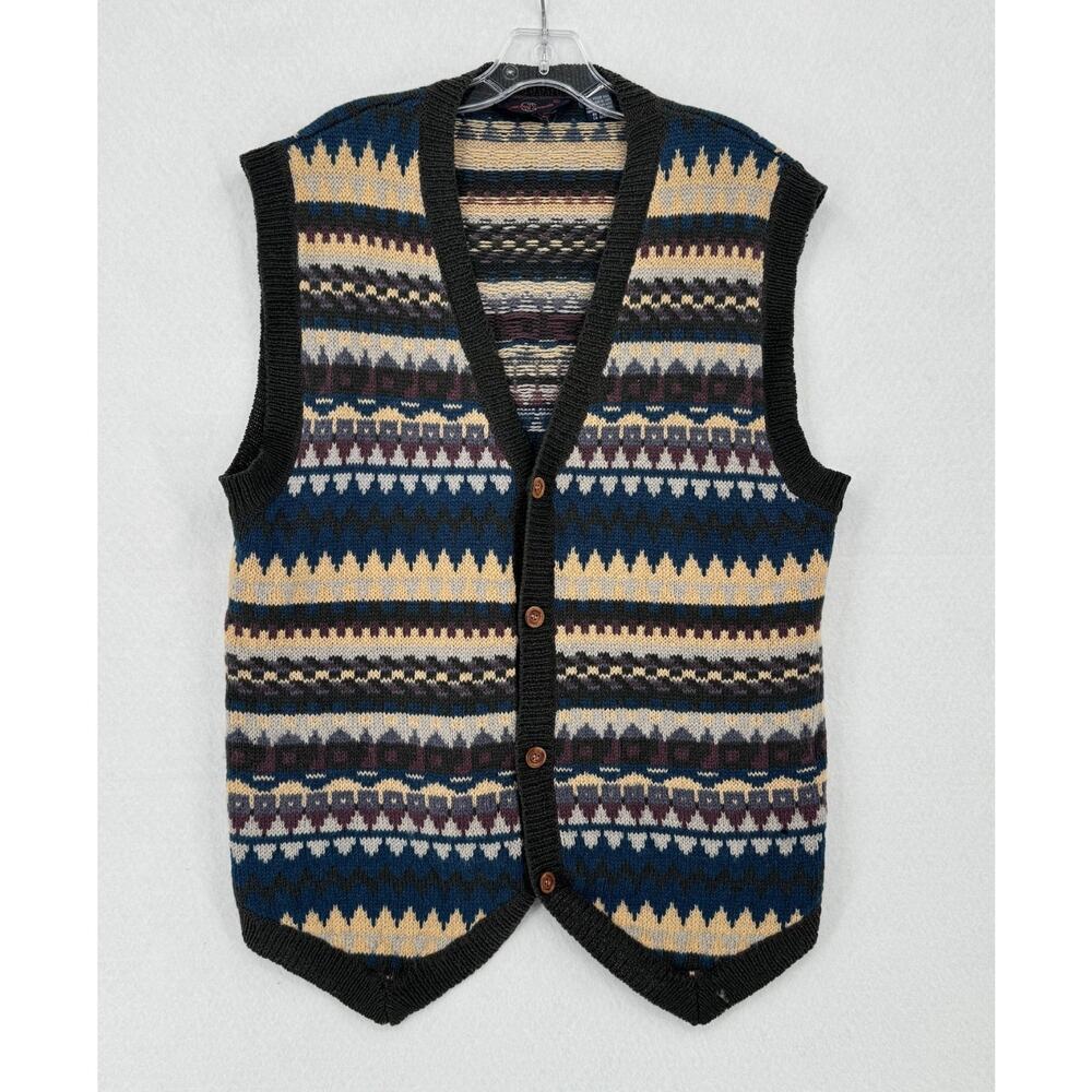 Jean-Paul Germain Mens Multicolor Fair Isle Virgin Wool Sweater Vest Sz XL